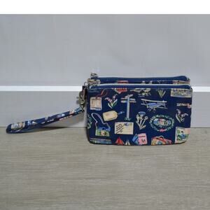 Kelly & Katie Theme Wristlet Wallet Blue Double Pouch